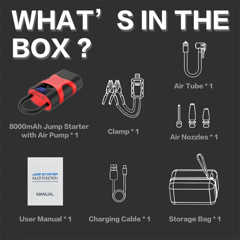 Battery Jump Starter With Air Compressor